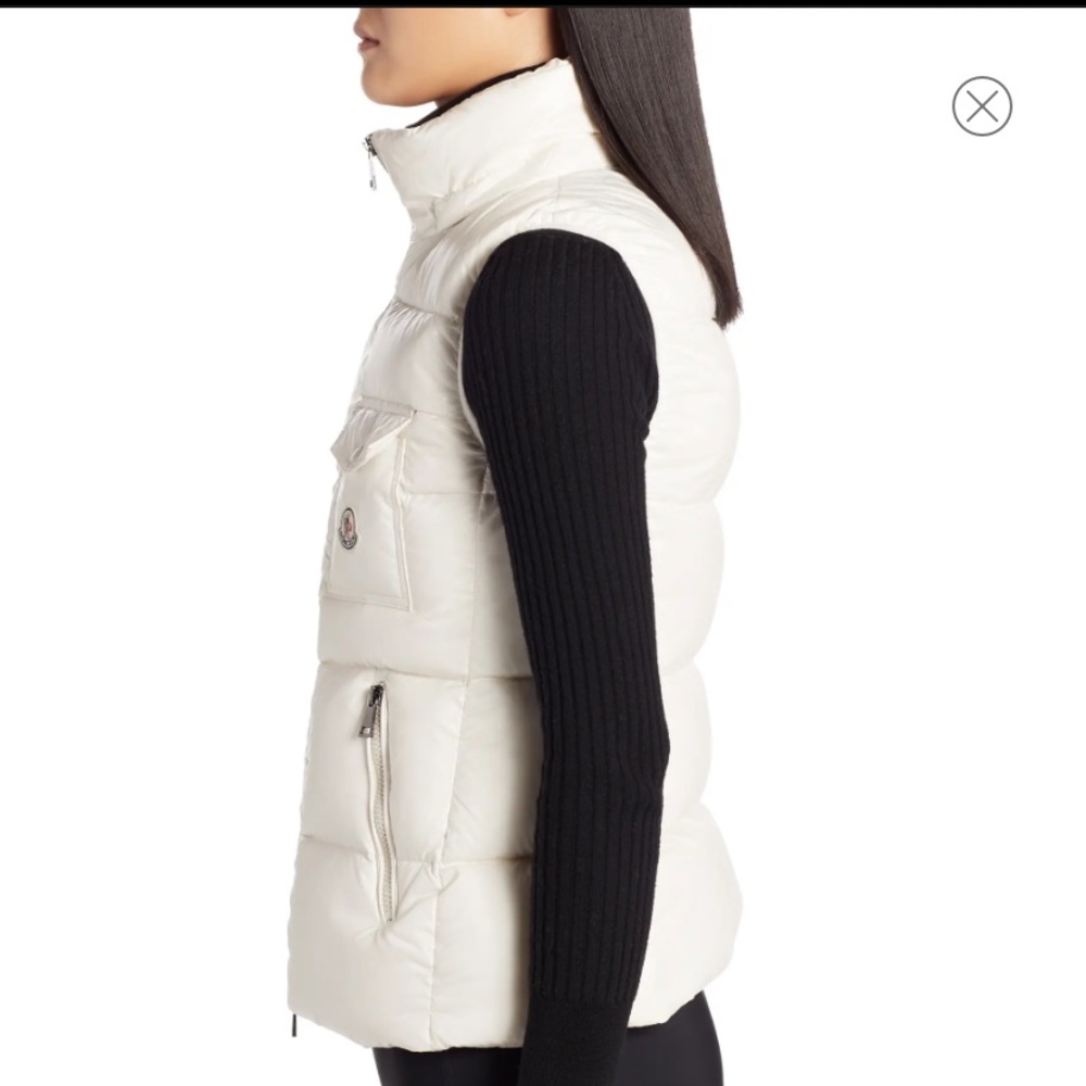 Moncler Balabio Down Puffer Vest with Removable Genuine Fox Fur Trim Hood - Picture 3 of 10